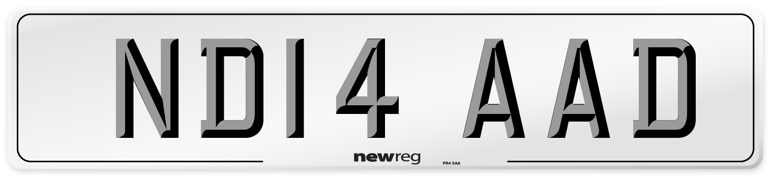 ND14 AAD Number Plate from New Reg